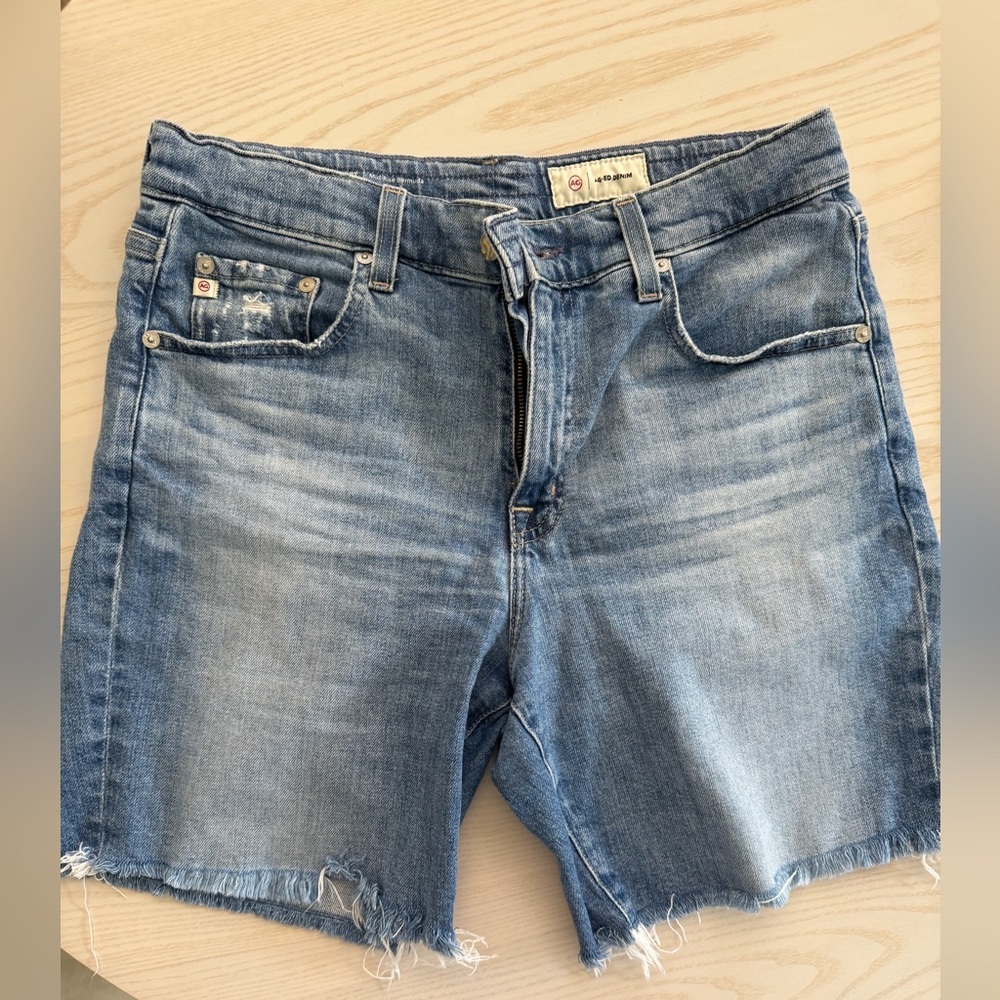 Blue Denim Cutoff Shorts by AG